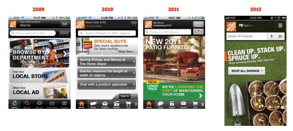 Home Depot mobile application evolution