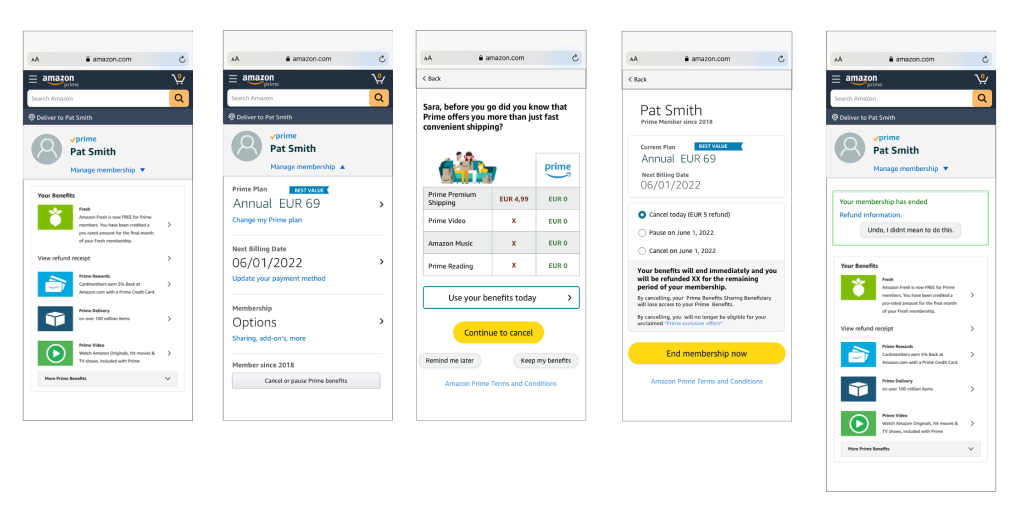 Image showing the Amazon Prime cancelaltion redesign version.